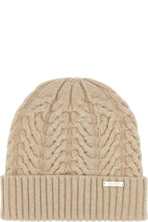 Moorer قبعات لـ السيدات Moorer Beige Cashmere Maria Beanie Hat