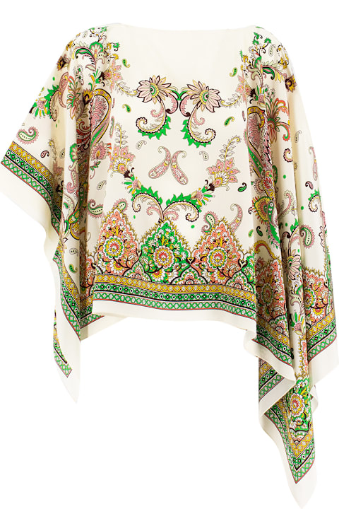 Homeware Etro Multicolor Cape With All-over Paisley Print In Silk Woman