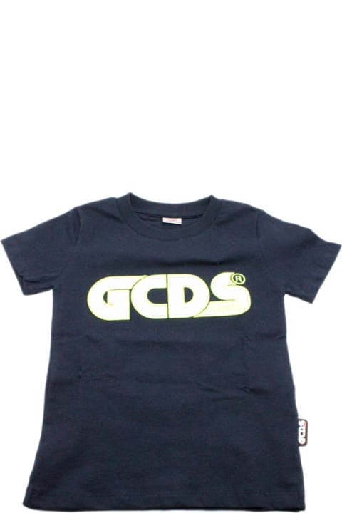 GCDS for Kids GCDS Short-sleeved Crew Neck T-shirt With Fluorescent Lettering And Profiles