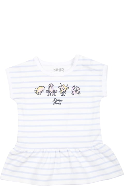 Bottoms for Baby Boys Kenzo Kids White Sports Suit For Baby Girl With Marine Animals