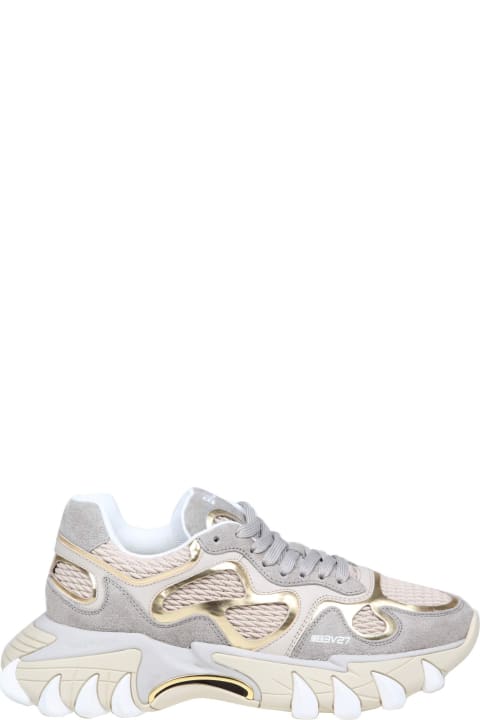 Balmain Sneakers for Women Balmain Balmain B-east Sneakers In Gray And Gold Suede And Leather