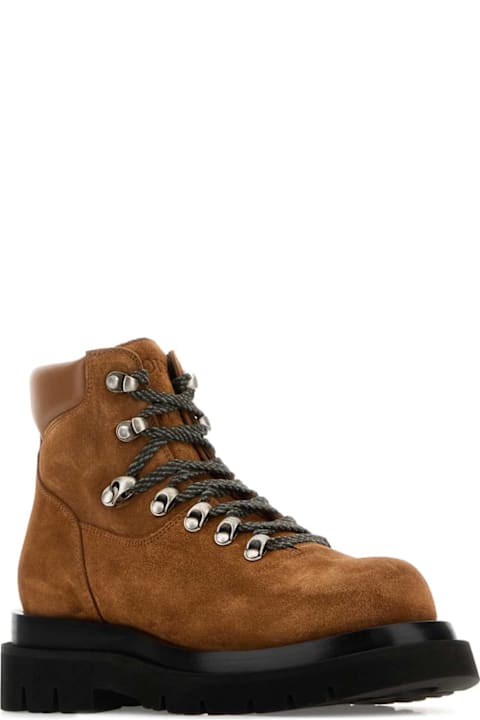 Homeware Bottega Veneta Caramel Suede Lug Ankle Boots