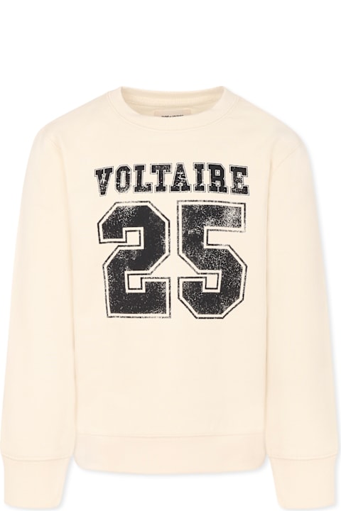 ボーイズ Zadig & Voltaireのニットウェア＆スウェットシャツ Zadig & Voltaire Ivory Sweatshirt For Boy With Logo