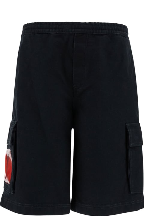 44 Label Group Pants for Men 44 Label Group Black Cargo Bermuda Shorts With Logo Embroidery In Cotton Man