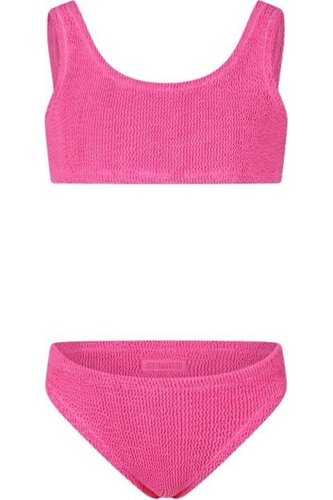 MC2 Saint Barth Swimwear for Girls MC2 Saint Barth 'baker' Pink Bikini With Fixed Shoulder Straps And Crinkled Effect In Tech Fabric Stretch Girl