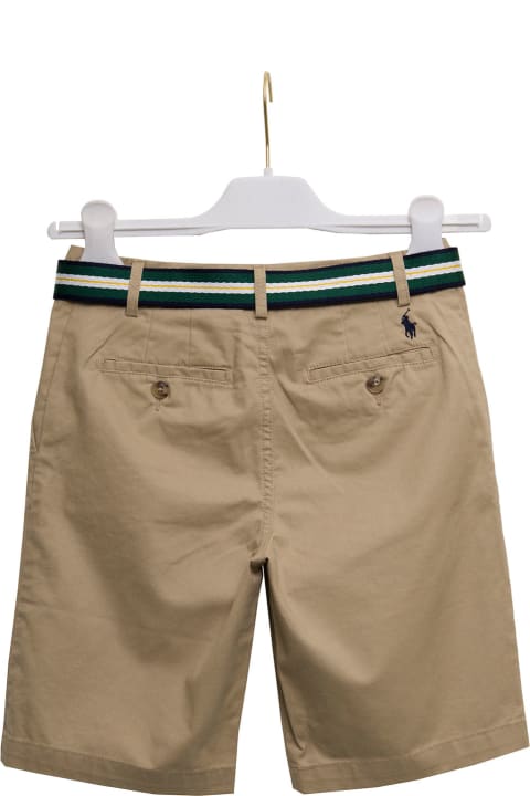 Polo Ralph Lauren Kids Boy's Beige Cotton Shorts With  Belt