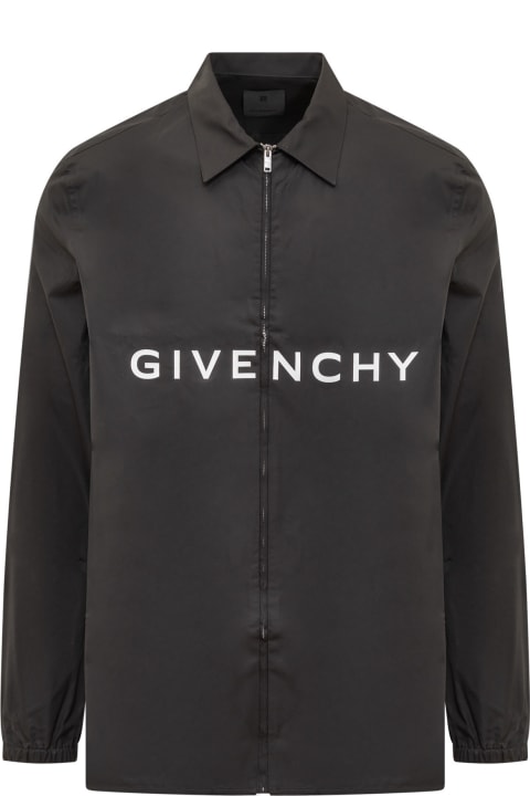 Givenchy Clothing for Men Givenchy Boxy Fit Long Sleeve Zip Print Shirt