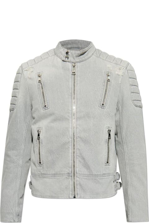 Coats & Jackets for Men Balmain Zip-up Biker Denim Jacket