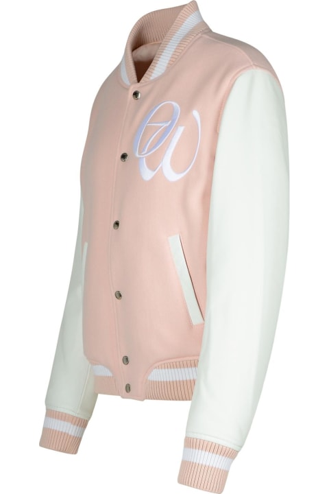 Off-White for Women Off-White 'varsity' Pink Fabric Blend Bomber Jacket