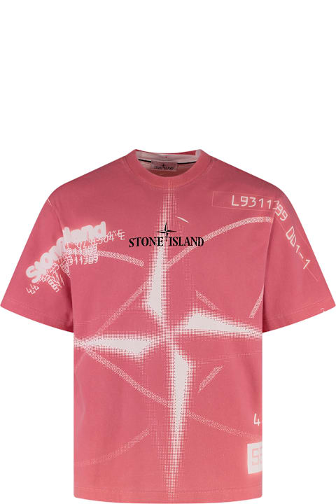 Clothing for Men Stone Island Logo Cotton T-shirt