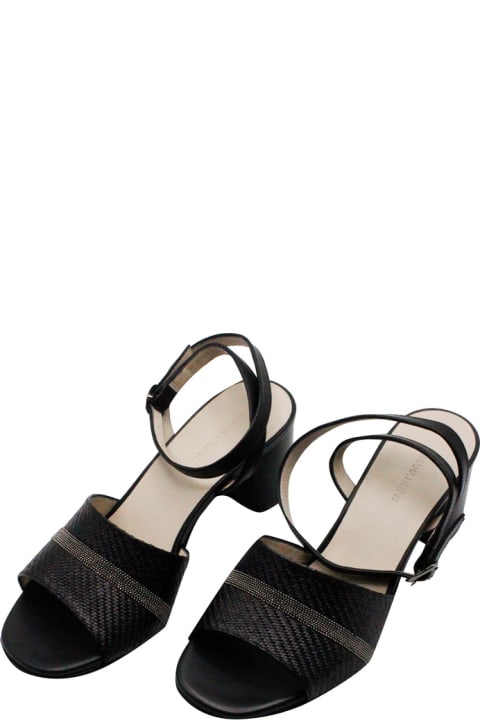 Sandals for Women Fabiana Filippi Sandal Shoe Made Of Soft Leather With Adjustable Ankle Closure Embellished With Brilliant Jewels On The Front. Heel Height 6