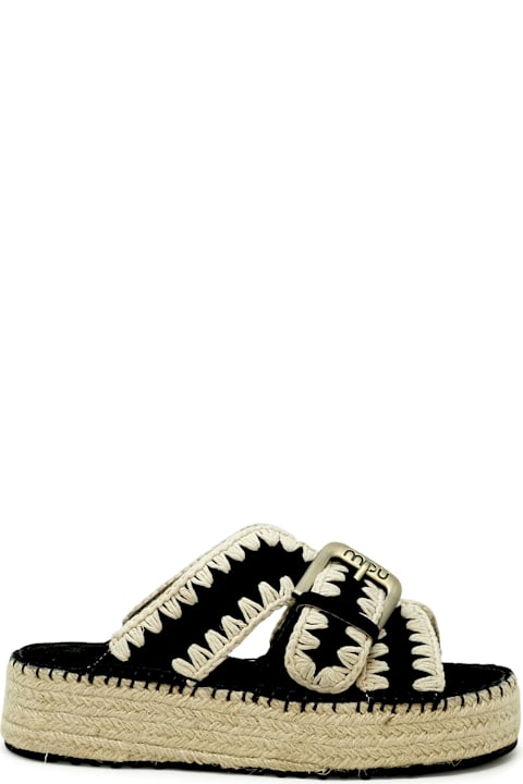 Mou Sandals for Women Mou Mou Sw641003a Jute Black Suede Sandals