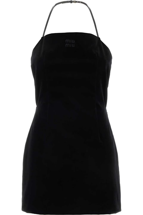 Miu Miu Clothing for Women Miu Miu Black Stretch Velvet Mini Dress