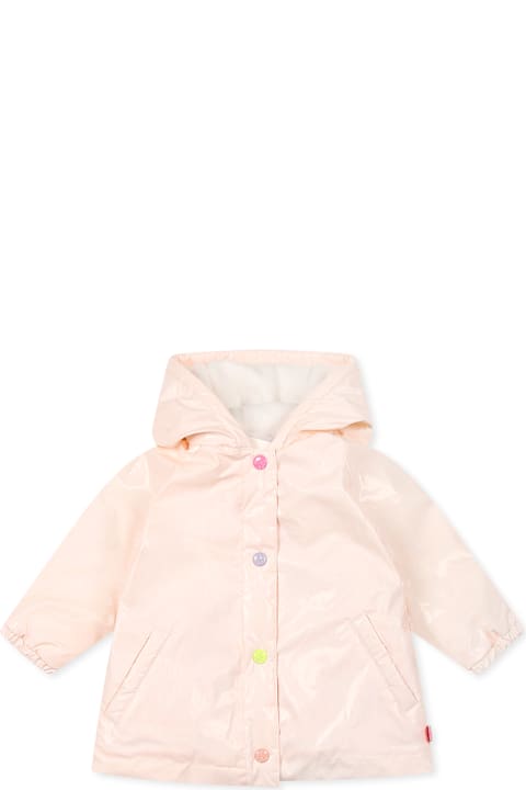 Billieblush Coats & Jackets for Baby Boys Billieblush Pink Raincoat For Baby Girl With Hearts