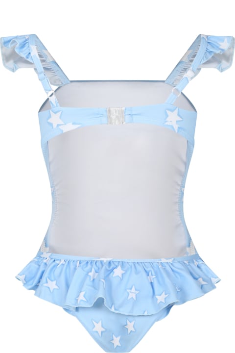 ガールズ Monnalisaの水着 Monnalisa Sky Blue Swimsuit For Baby Girl With Minnie