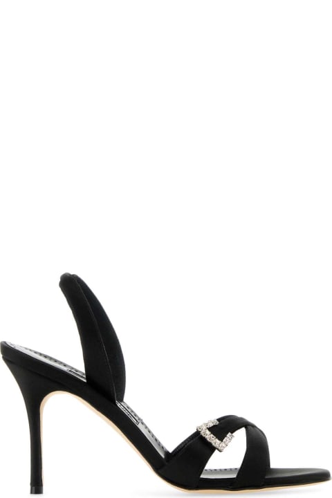 Manolo Blahnik Shoes for Women Manolo Blahnik Black Satin Ramisli Sandals