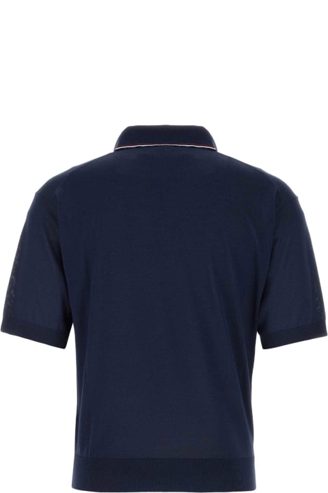 Prada Men Prada Blue Silk Blend Polo Shirt