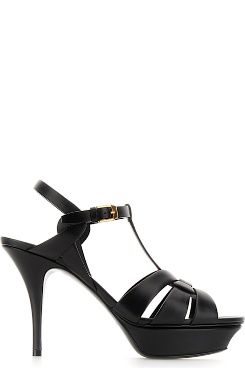 Best Sellers for Women Saint Laurent Black Leather Tribute Sandals