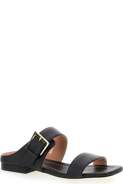 ウィメンズ Polliniのシューズ Pollini Black Sandals With Maxi Buckle In Leather Woman