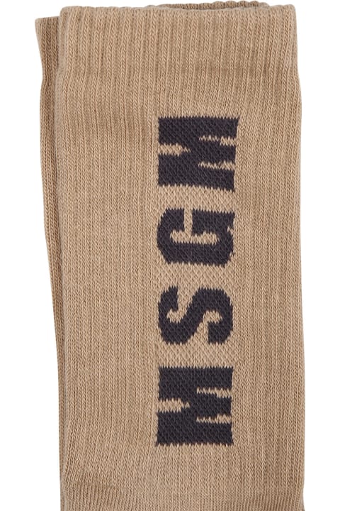 Fashion for Kids MSGM Beige Socks For Kids With Logo