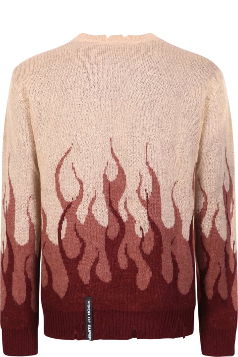 Vision of Super Sweaters for Men Vision of Super Wine Double Flames Jumper