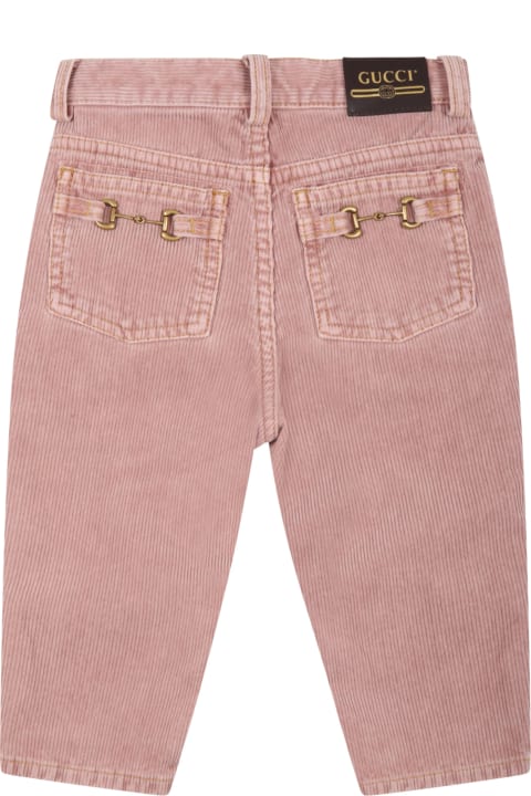 Pink Pants For Baby Girl With Horsebit