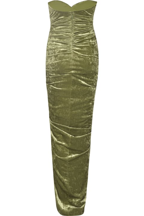 Fashion for Women Alexandre Vauthier Off-shoulder Front Slit Wrap Velvet Dress