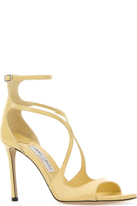 Jimmy Choo Yellow Leather Azia 95 Sandals