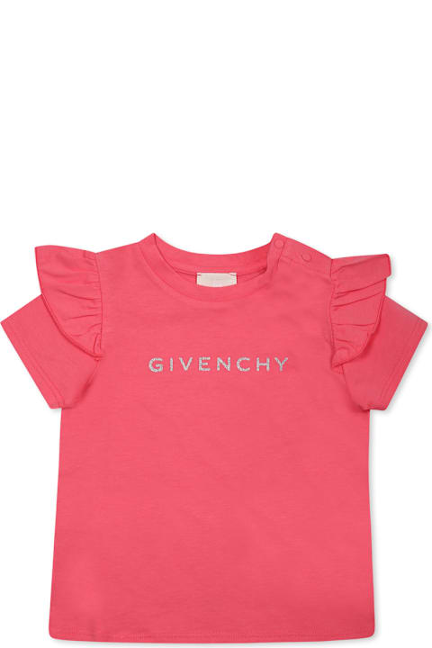 Fashion for Baby Girls Givenchy Fuchsia T-shirt For Baby Girl With Logo