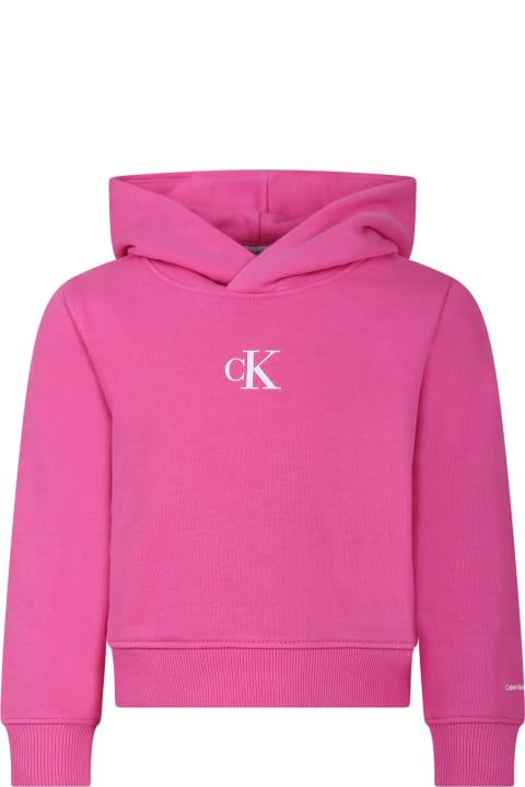 Calvin Klein Topwear for Girls Calvin Klein Fuchsia Sweatshirt For Girl With Logo