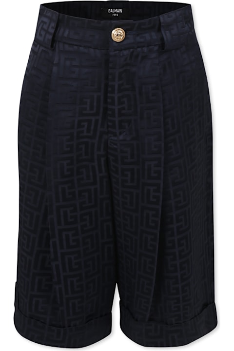 Balmain Bottoms for Boys Balmain Blue Shorts For Boy With Maze