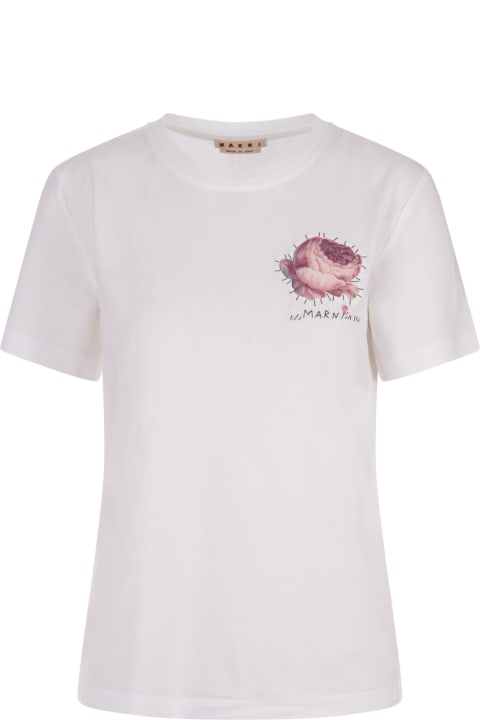 Fashion for Women Marni White T-shirt With Flower Application
