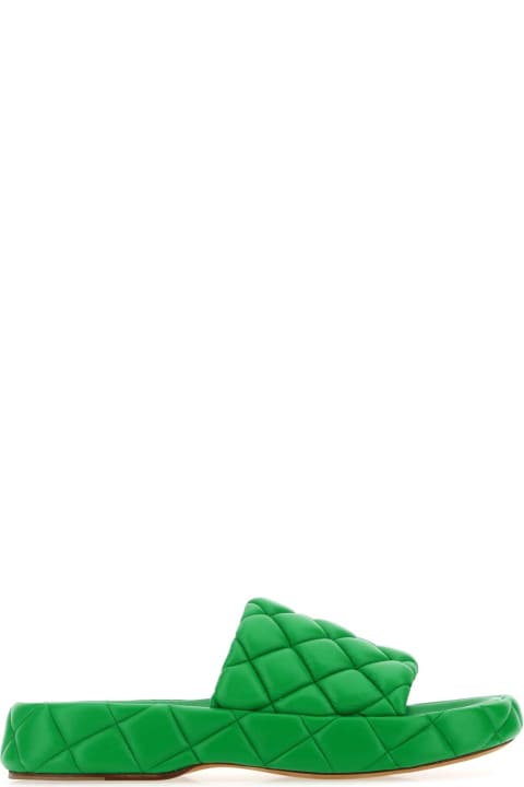 Sale for Women Bottega Veneta Grass Green Leather Padded Sandals