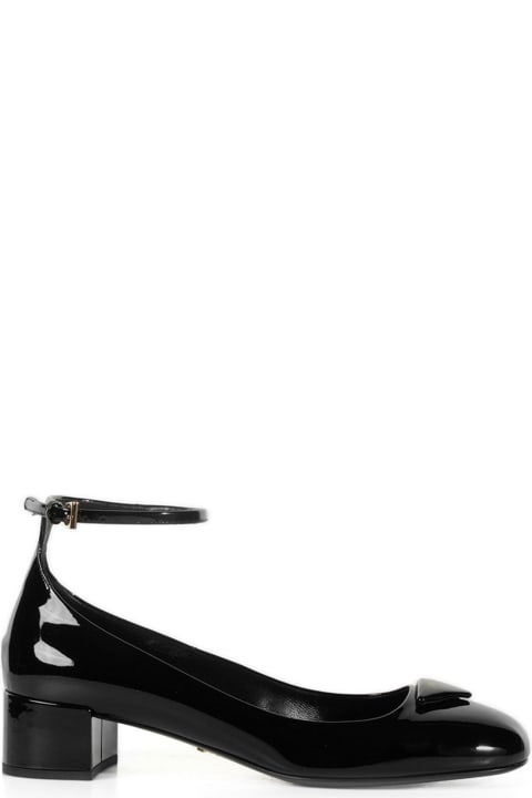 High-Heeled Shoes for Women Prada Leather Pumps With Logo And Strap