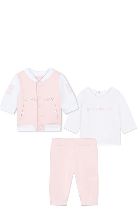 Bodysuits & Sets for Baby Boys Givenchy 3-piece Set In White And Pink With Logo