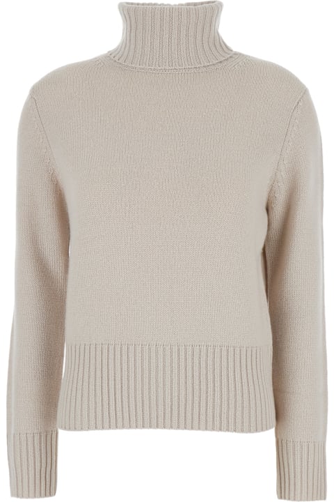 Allude Topwear for Women Allude Beige High Neck Sweater In Wool And Cashmere Woman