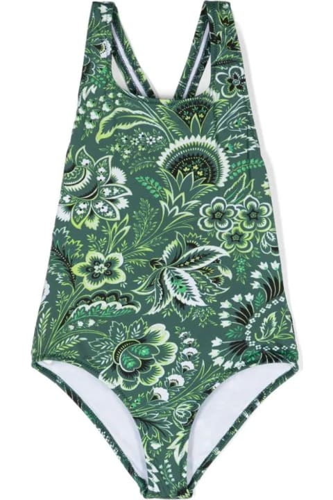Fashion for Girls Etro Green Swimwear With Paisley Motif