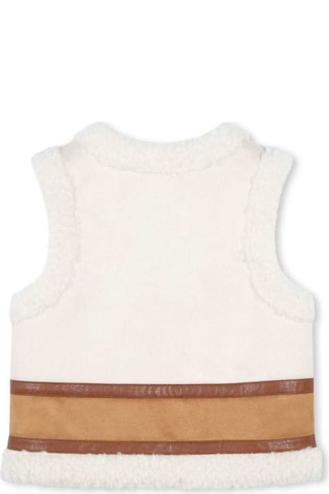Sale for Girls Chloé White Sleeveless Vest With Logo Lettering In Shearling Girl