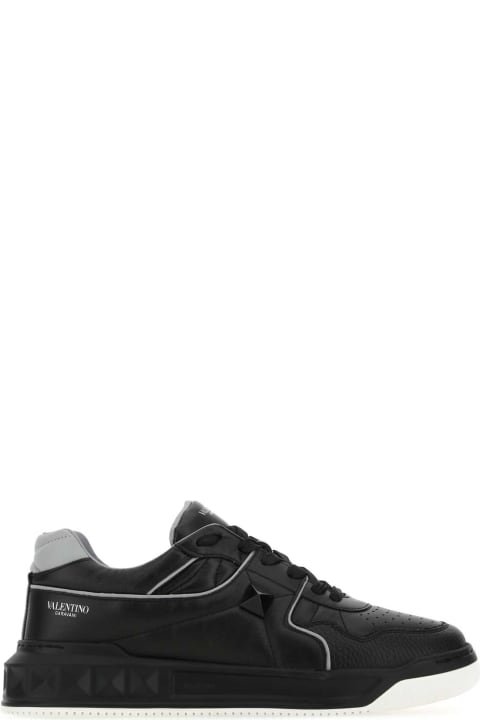 Fashion for Men Valentino Garavani Black Nappa Leather One Stud Sneakers
