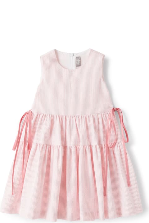 Dresses for Girls Il Gufo Pink Striped Seersucker Sleeveless Dress