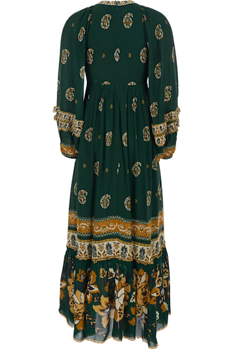 Farm Rio for Men Farm Rio 'ayla' Green Maxi Dress With All-over Floral Motif In Viscose Woman