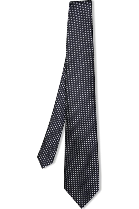 Tom Ford Accessories for Men Tom Ford Dark Blue Patterned Silk Tie