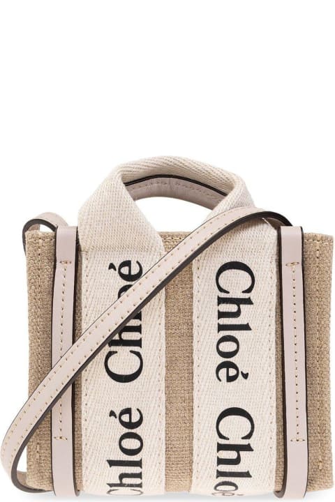 Chloé Clutches for Women Chloé Musk Grey Woody Nano Tote Bag