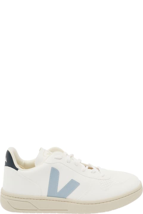 Veja Sneakers for Men Veja White And Light Blue Sneakers With Logo Details In Leather Man