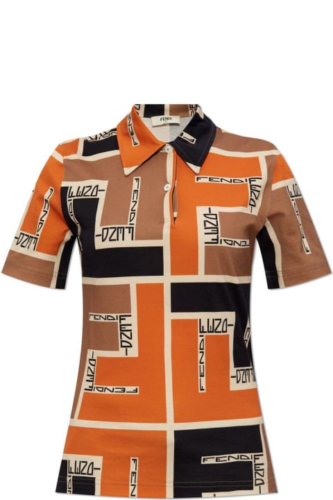 Fendi Sale for Women Fendi Ff Motif Short Sleeved Polo Shirt