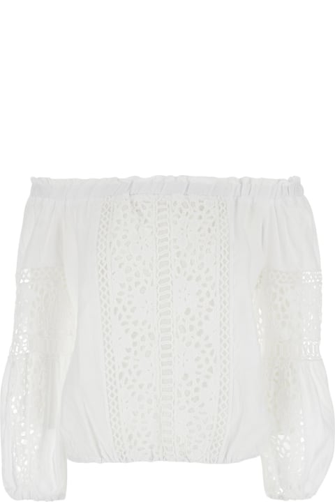 Temptation Positano Topwear for Women Temptation Positano White Embroidered Blouse In Linen Woman