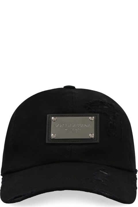 Hats for Men Dolce & Gabbana Baseball Cap With Logo Plaque