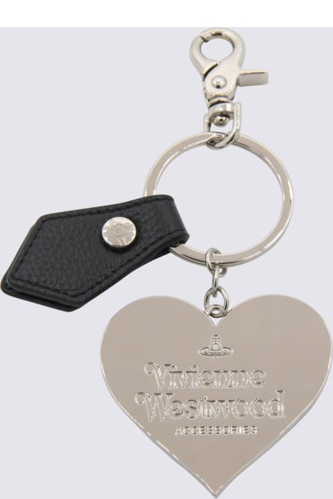 ウィメンズ Vivienne Westwoodのキーリング Vivienne Westwood Black Veg Rain Orb Heart Key Ring