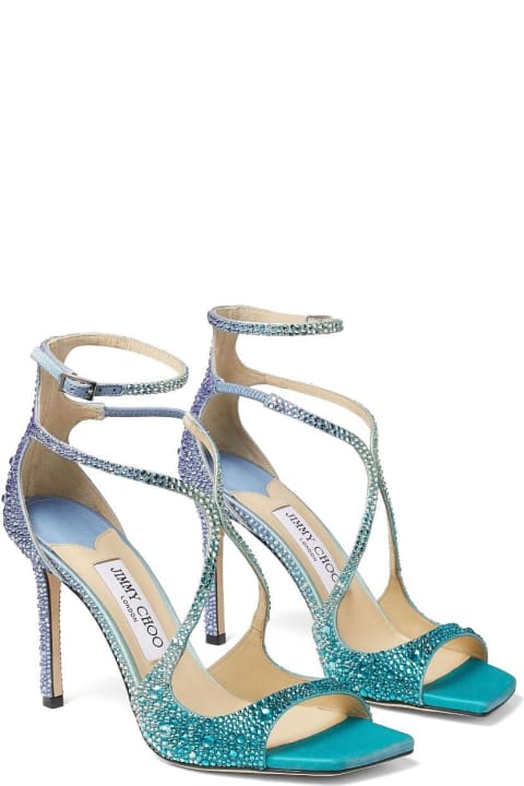 Fashion for Women Jimmy Choo Azia 95 Sandal In Blue Peacock With Crystals