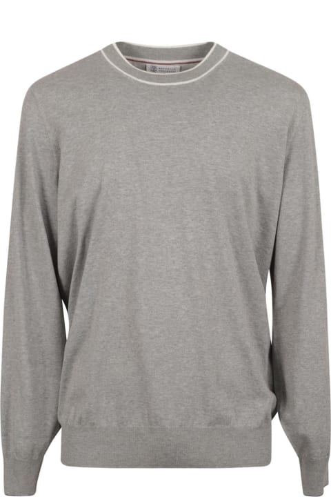Brunello Cucinelli Clothing for Men Brunello Cucinelli Rib Trim Plain Sweatshirt